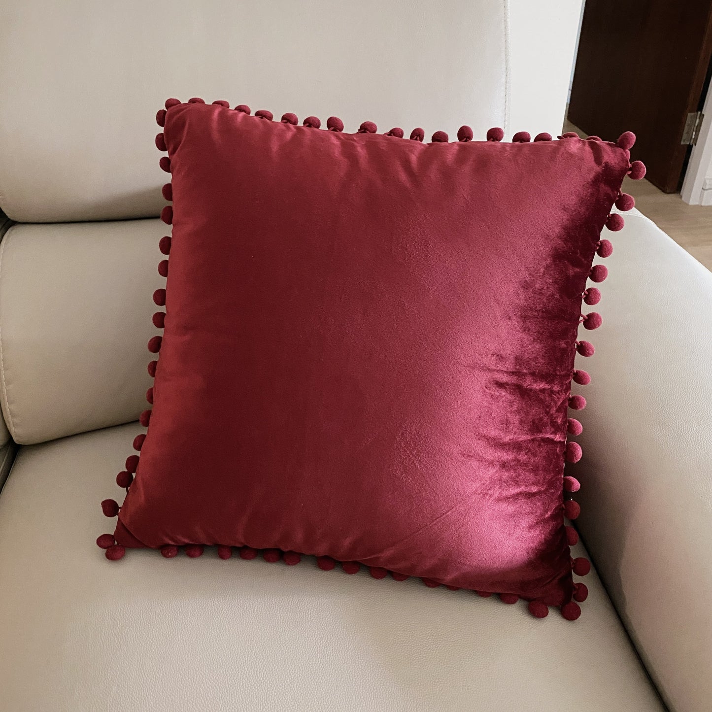 Velvet Tassel Cushion Cover (Maroon)